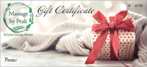holiday gift certificate from massage peak